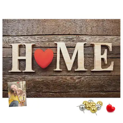Ozdobna tablica korkowa z napisem Home
