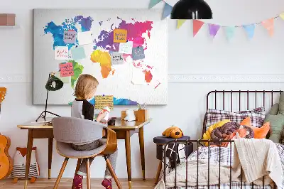 Tablica korkowa dla dzieci Abstrakcyjna mapa świata