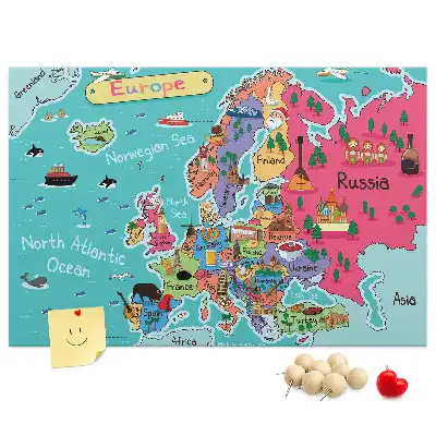 Tablica korkowa z mapą państw Europy