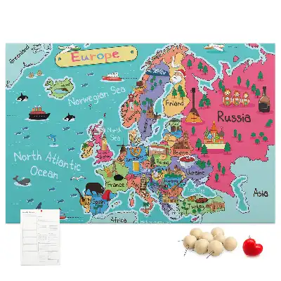 Tablica korkowa z mapą państw Europy