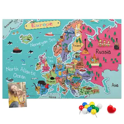 Tablica korkowa z mapą państw Europy