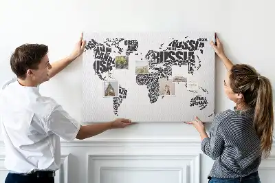 Tablica korkowa ozdobna Typograficzna mapa kontynentów