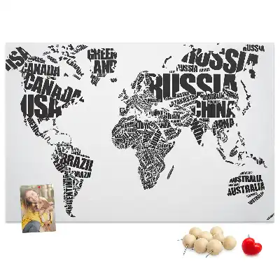 Tablica korkowa ozdobna Typograficzna mapa kontynentów