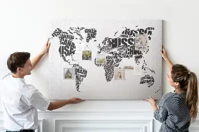 Tablica korkowa ozdobna Typograficzna mapa kontynentów