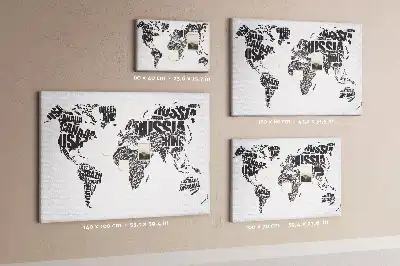Tablica korkowa ozdobna Typograficzna mapa kontynentów