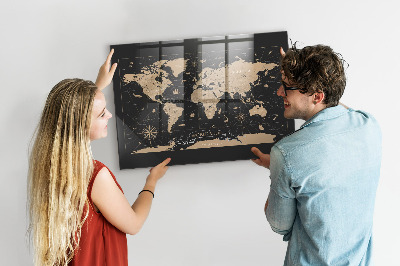 Tablica magnetyczna Vintage mapa świata