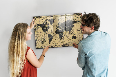 Tablica magnetyczna na magnesy Mapa świata vintage