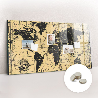 Tablica magnetyczna na magnesy Mapa świata vintage