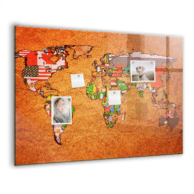 Tablica magnetyczna dla dzieci Mapa świata z flagami
