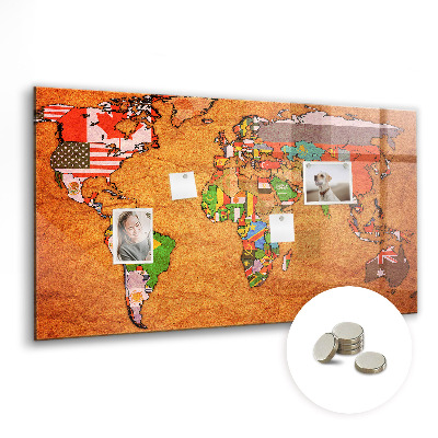 Tablica magnetyczna dla dzieci Mapa świata z flagami