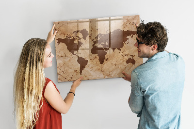 Tablica magnetyczna do pisania Vintage mapa świata