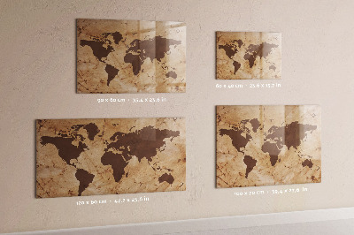 Tablica magnetyczna do pisania Vintage mapa świata