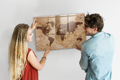 Tablica magnetyczna do pisania Vintage mapa świata