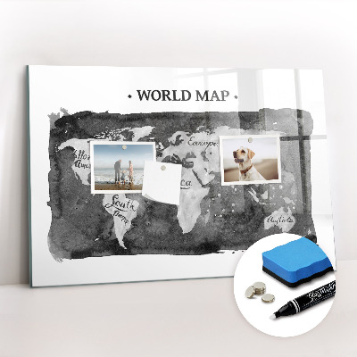 Tablica magnetyczna do pisania Retro mapa świata