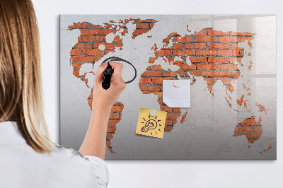 Tablica magnetyczna z pisakiem Ceglana mapa świata