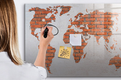 Tablica magnetyczna z pisakiem Ceglana mapa świata