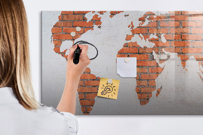 Tablica magnetyczna z pisakiem Ceglana mapa świata