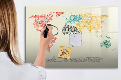 Tablica magnetyczna z pisakiem Mapa świata z liter
