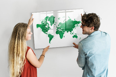 Tablica magnetyczna z pisakiem Zielona mapa świata