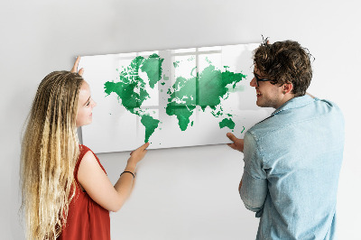 Tablica magnetyczna z pisakiem Zielona mapa świata