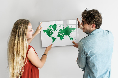 Tablica magnetyczna z pisakiem Zielona mapa świata