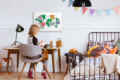 Tablica magnetyczna z pisakiem Zielona mapa świata