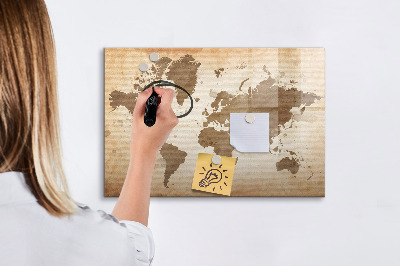 Tablica magnetyczna suchościeralna dla dzieci Namalowana mapa świata