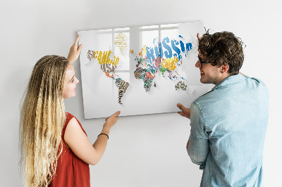 Tablica magnetyczna z pisakiem Tekstowa mapa świata