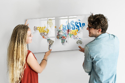 Tablica magnetyczna z pisakiem Tekstowa mapa świata