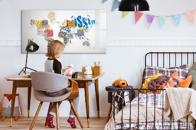 Tablica magnetyczna z pisakiem Tekstowa mapa świata