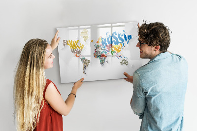 Tablica magnetyczna z pisakiem Tekstowa mapa świata