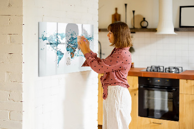 Tablica magnetyczna na magnesy na ścianę Wodna mapa świata