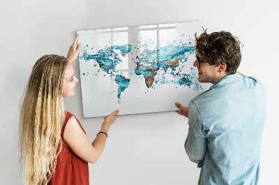 Tablica magnetyczna z pisakiem Wodna mapa świata