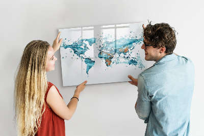 Tablica magnetyczna z pisakiem Wodna mapa świata