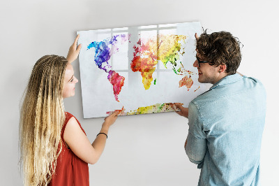 Tablica magnetyczna z pisakiem Mapa świata akwarelowa