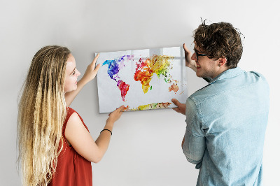 Tablica magnetyczna z pisakiem Mapa świata akwarelowa
