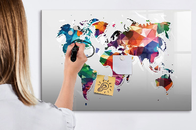 Tablica magnetyczna z pisakiem Mapa świata trójkąty