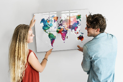 Tablica magnetyczna z pisakiem Mapa świata trójkąty