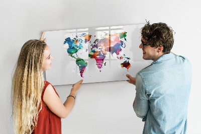 Tablica magnetyczna z pisakiem Mapa świata trójkąty