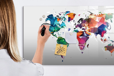 Tablica magnetyczna z pisakiem Mapa świata trójkąty