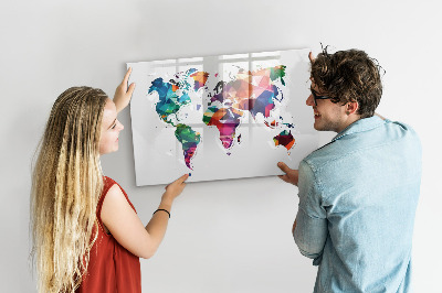 Tablica magnetyczna z pisakiem Mapa świata trójkąty