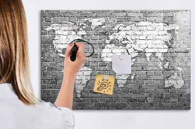 Tablica magnetyczna z pisakiem Mapa świata na cegłach