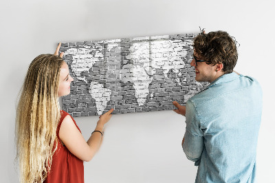 Tablica magnetyczna z pisakiem Mapa świata na cegłach