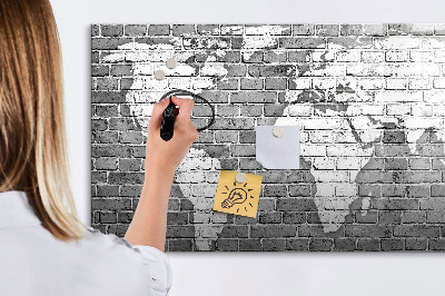 Tablica magnetyczna z pisakiem Mapa świata na cegłach