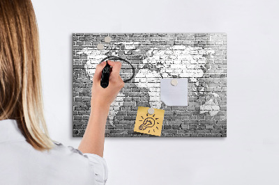 Tablica magnetyczna z pisakiem Mapa świata na cegłach