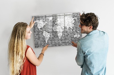 Tablica magnetyczna z pisakiem Mapa świata na cegłach