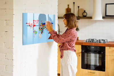 Tablica magnetyczna na magnesy na ścianę Mapa flag