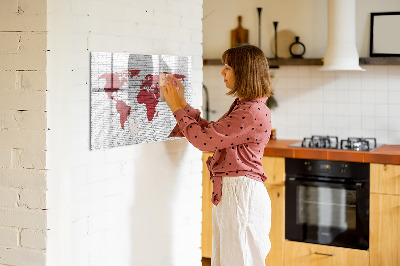 Tablica suchościeralna magnetyczna Ściana z cegieł mapa świata