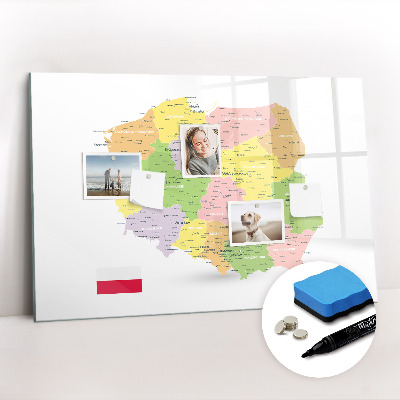 Tablica magnetyczna z pisakiem Mapa polski