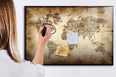 Tablica magnetyczna z pisakiem Stara mapa świata
